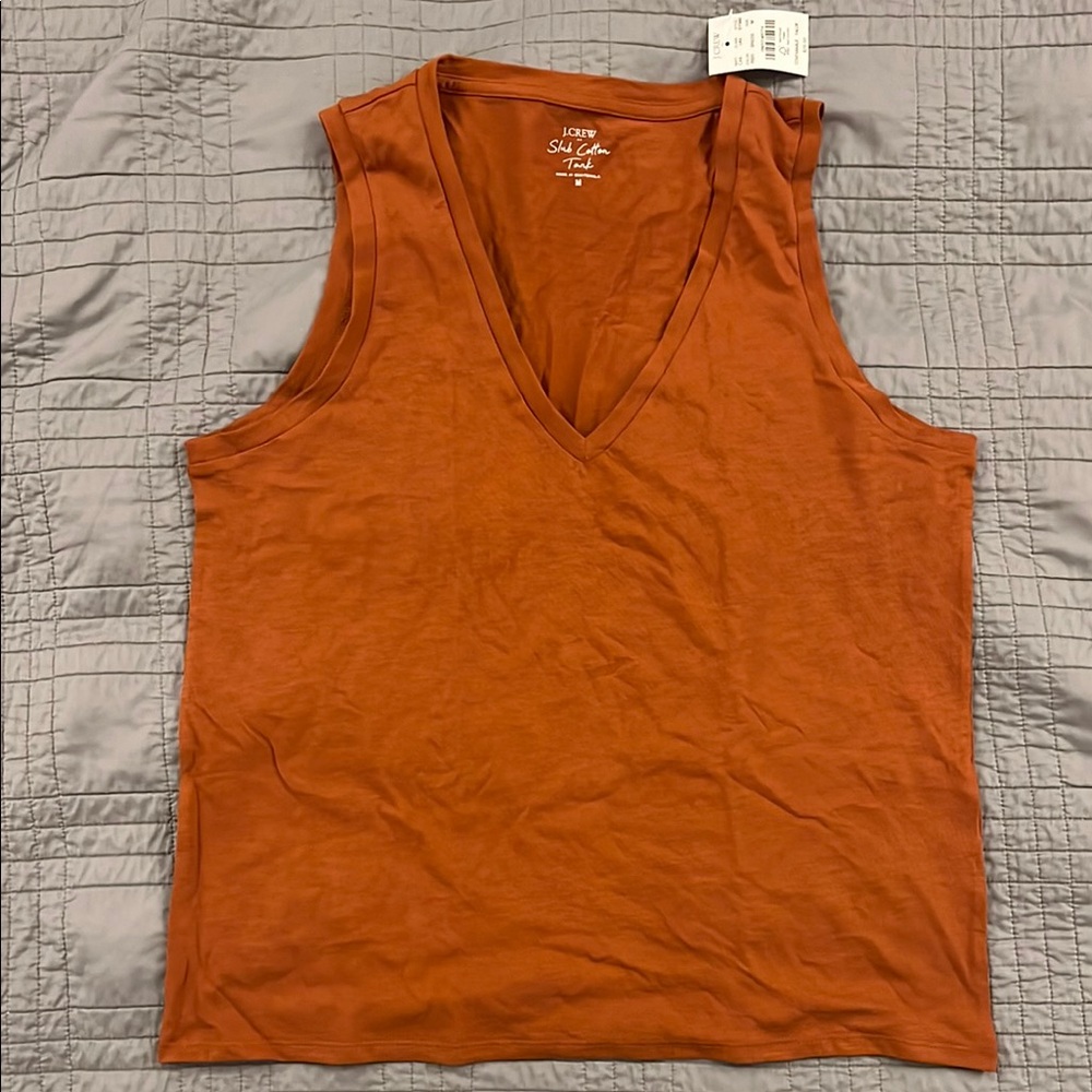 NWT J. Crew Factory Women's Rust Brown V-Neck Tank Top